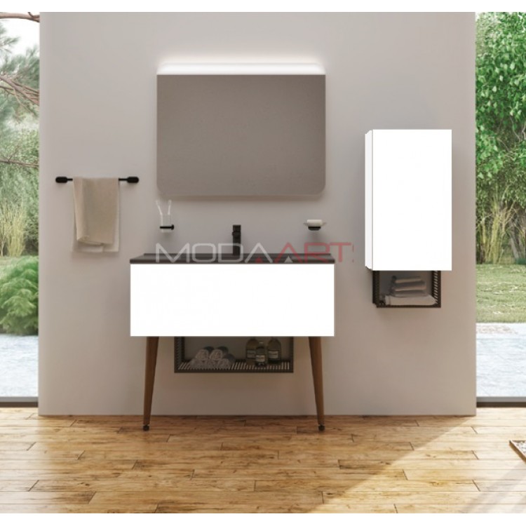 Creavit Banyo Dolabı Zeon White 100Cm Takım